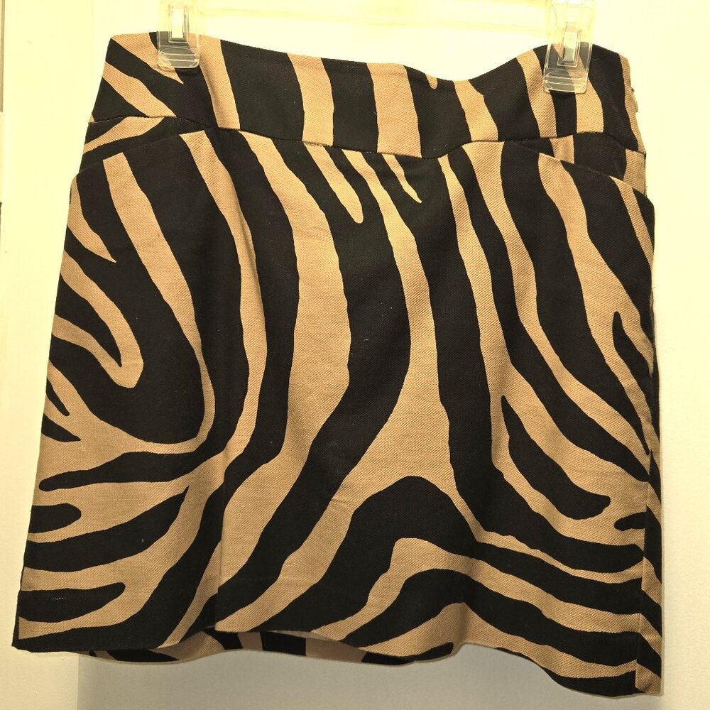 Ann Taylor Loft Petites Women's Brown and Black Zebra Print Mini Skirt Size SP